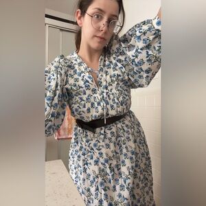Saule Parc cotton block print midi dress